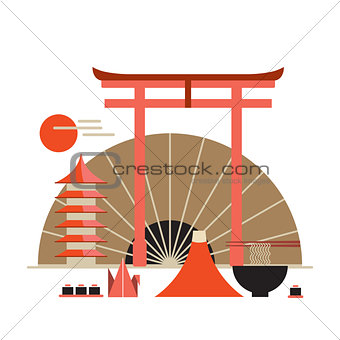 Asia design elements collection Welcome to Japan banner