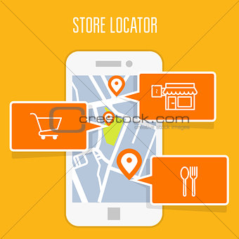 Store locator tracker app and mobile gps navigation 