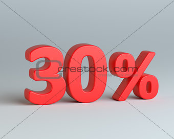 Red thirty percent sign on gray background