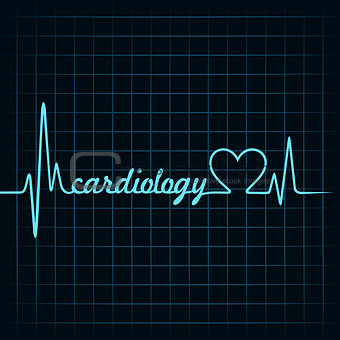 heartbeat make a cardiology text and heart symbol