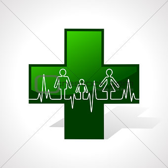 Heartbeat make family icon inside the medical