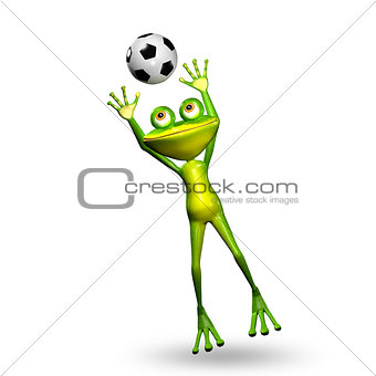 3D Illustration Frog with a Soccer Ball