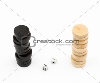Backgammon chips and dices