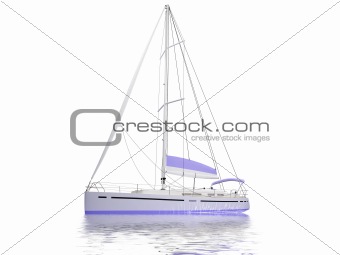 isolated vessel boat with reflections