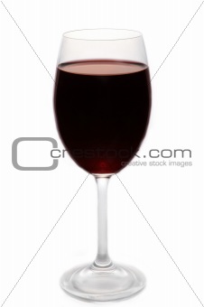 Red wine in a glass isolated