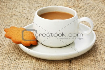 Hot coffee and biscuit