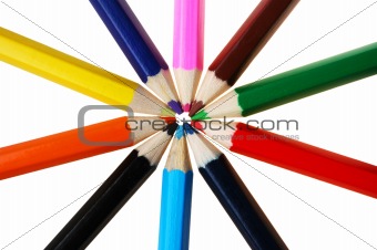 colorful pencils in a circle