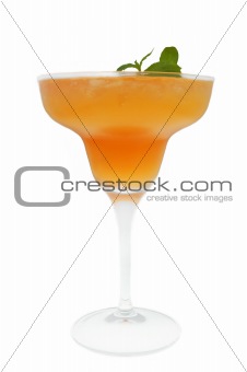 orange cocktail with mint leaf