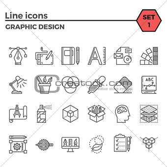 Graphic design thin line icons set