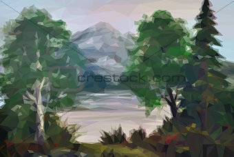 Landscape, Trees and Lake