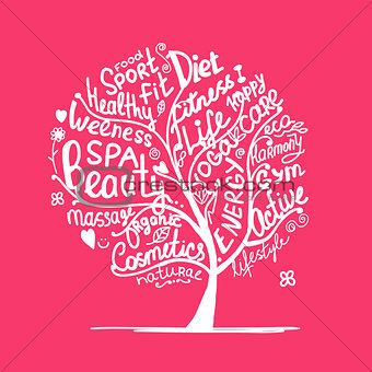 Art tree with healhty lifestyle tags