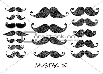 Mustache collection, ornate sketch for your design