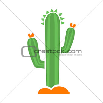 Cactus In The Desert With Flowers, Native Indian Culture Inspired Boho Ethnic Style Print