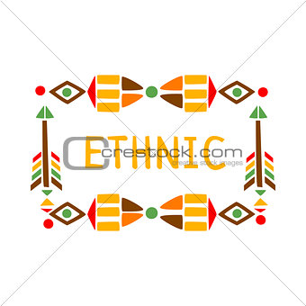 Ornamental Frame With Feathers And Beads, Native Indian Culture Inspired Boho Ethnic Style Print