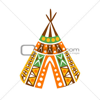 Wigwam Hut With Decorative Pattern Textile, Native Indian Culture Inspired Boho Ethnic Style Print