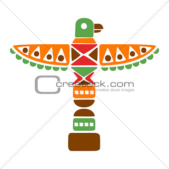 Religious Spiritual Totem With Eagle, Native Indian Culture Inspired Boho Ethnic Style Print