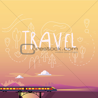 Train. Summer Travel. Vector Illustration