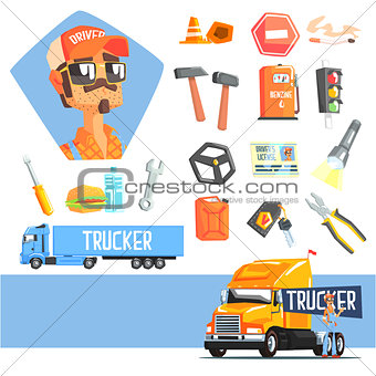 Long-Distance Truck Driver And Elements Related To This Job