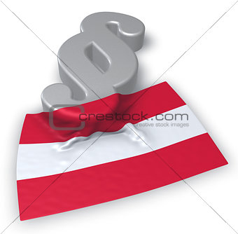 paragraph symbol and austrian flag - 3d rendering