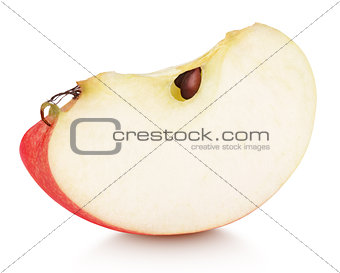Slice of red apple fruit isolated on white