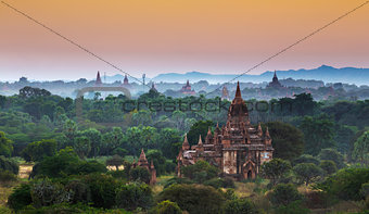 Bagan temple during golden hour 