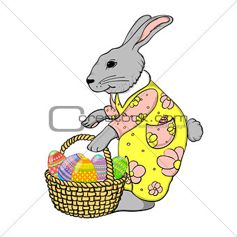 rabbit with basket of eggs