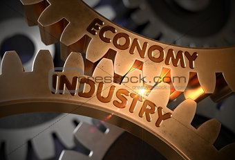 Economy Industry on Golden Cog Gears. 3D Illustration.