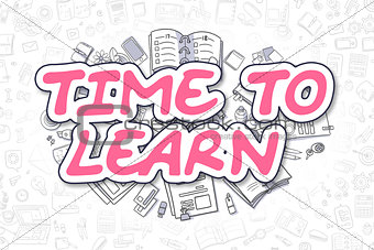 Time To Learn - Cartoon Magenta Word. Business Concept.