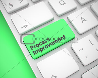 Process Improvement - Text on the Green Keyboard Key. 3D.