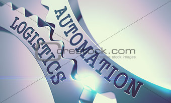 Automation Logistics - Mechanism of Shiny Metal Cogwheels. 3D.