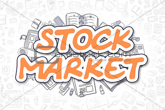 Stock Market - Cartoon Orange Text. Business Concept.