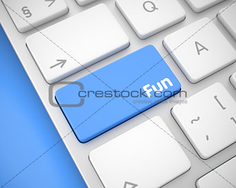 Fun - Message on the Blue Keyboard Button. 3D.