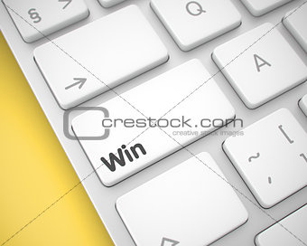 Win - Inscription on the White Keyboard Keypad. 3D.