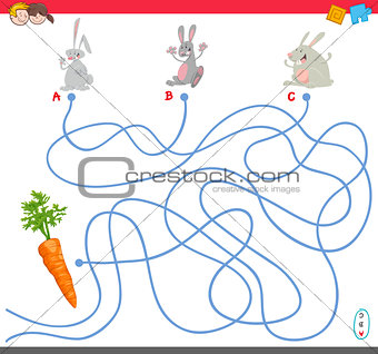 maze game with rabbit characters