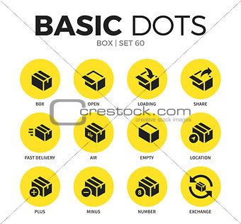 Box flat icons vector set