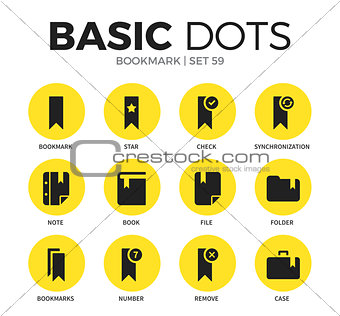 Bookmark flat icons vector set