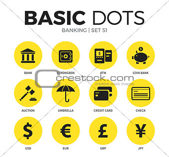 Banking flat icons vector set