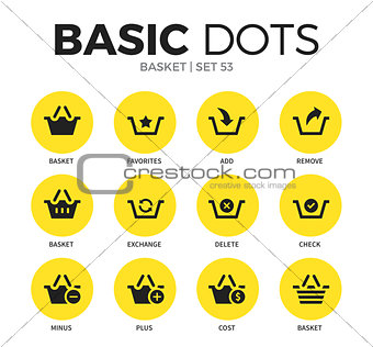 Basket flat icons vector set