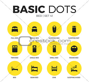 Bed flat icons vector set