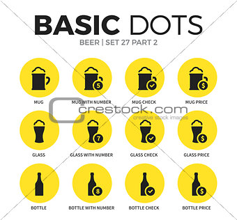 Beer flat icons vector set