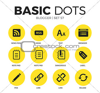 Blogger flat icons vector set