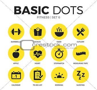 Fitness flat icons vector set