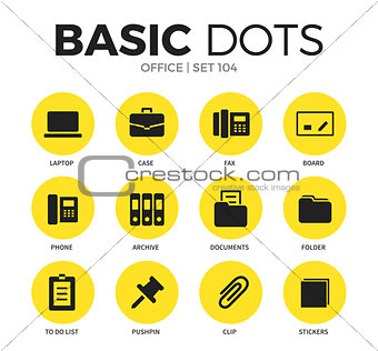Office flat icons vector set