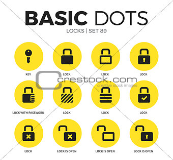 Locks flat icons vector set