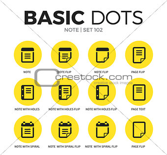 Note flat icons vector set