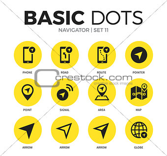 Navigator flat icons vector set
