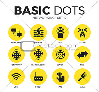 Networking flat icons vector set