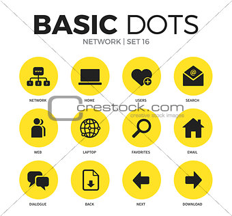 Network flat icons vector set