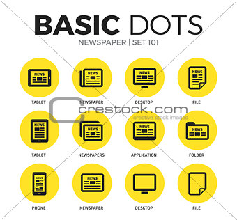 Newspaper flat icons vector set