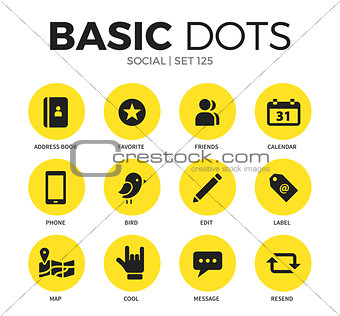 Social flat icons vector set